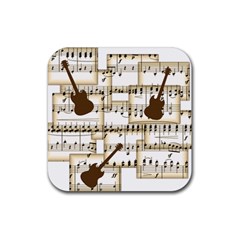 Music Paper Guitars Background Art Rubber Coaster (square) by Sapixe