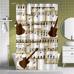 Music Paper Guitars Background Art Shower Curtain 48  X 72  (small)  by Sapixe