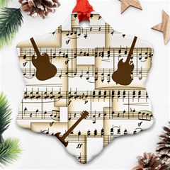 Music Paper Guitars Background Art Ornament (snowflake)