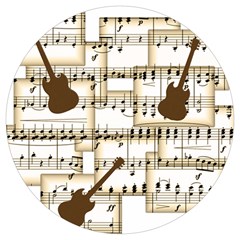 Music Paper Guitars Background Art Round Trivet by Sapixe