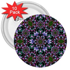 Tropical Blooming Forest With Decorative Flowers Mandala 3  Buttons (10 Pack)  by pepitasart