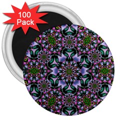 Tropical Blooming Forest With Decorative Flowers Mandala 3  Magnets (100 Pack) by pepitasart