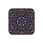 Tropical Blooming Forest With Decorative Flowers Mandala Rubber Coaster (Square) Front