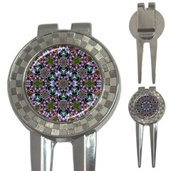 Tropical Blooming Forest With Decorative Flowers Mandala 3-in-1 Golf Divots by pepitasart