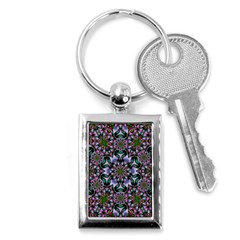 Tropical Blooming Forest With Decorative Flowers Mandala Key Chain (rectangle) by pepitasart