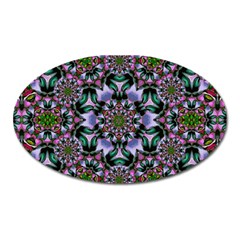 Tropical Blooming Forest With Decorative Flowers Mandala Oval Magnet by pepitasart