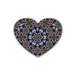 Tropical Blooming Forest With Decorative Flowers Mandala Rubber Coaster (heart) by pepitasart