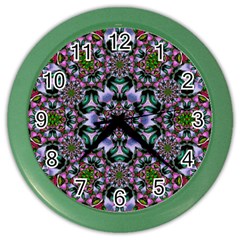 Tropical Blooming Forest With Decorative Flowers Mandala Color Wall Clock by pepitasart