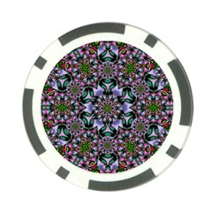 Tropical Blooming Forest With Decorative Flowers Mandala Poker Chip Card Guard by pepitasart