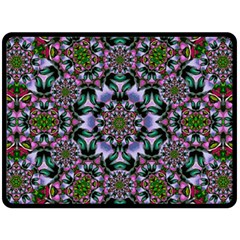 Tropical Blooming Forest With Decorative Flowers Mandala Fleece Blanket (large)  by pepitasart