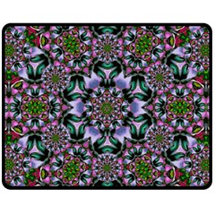 Tropical Blooming Forest With Decorative Flowers Mandala Fleece Blanket (medium)  by pepitasart