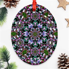 Tropical Blooming Forest With Decorative Flowers Mandala Oval Filigree Ornament (two Sides) by pepitasart