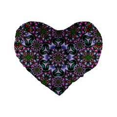 Tropical Blooming Forest With Decorative Flowers Mandala Standard 16  Premium Flano Heart Shape Cushions by pepitasart