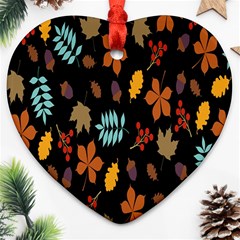 Autumn-flower Heart Ornament (two Sides) by nateshop