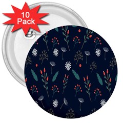 Background-flower 3  Buttons (10 Pack)  by nateshop