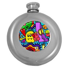 Cartoon Round Hip Flask (5 Oz)