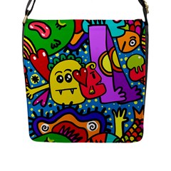 Cartoon Flap Closure Messenger Bag (l) by nateshop