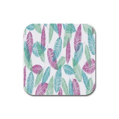 Feathers Rubber Square Coaster (4 Pack) by nateshop