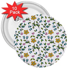 Flowers-beutiful 3  Buttons (10 Pack) 