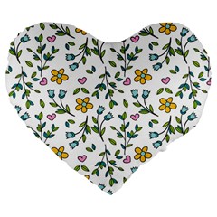 Flowers-beutiful Large 19  Premium Heart Shape Cushions by nateshop