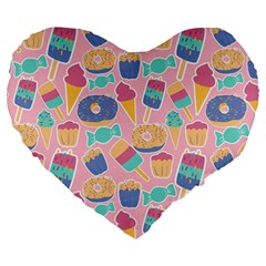 Ice-cream Large 19  Premium Heart Shape Cushions by nateshop