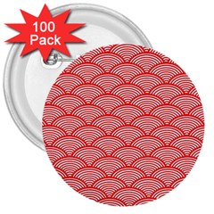 Japanese-wave 3  Buttons (100 Pack) 