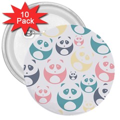 Pandas-panda 3  Buttons (10 Pack) 