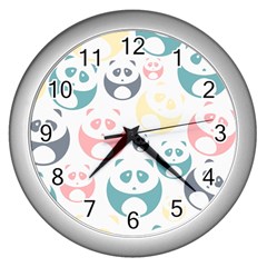 Pandas-panda Wall Clock (silver) by nateshop