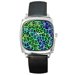 Paper-green-tiger Square Metal Watch by nateshop