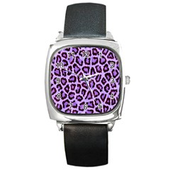 Paper-purple-tiger Square Metal Watch by nateshop