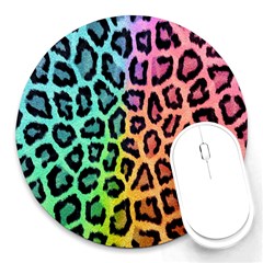 Paper-ranbow-tiger Round Mousepads by nateshop