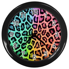 Paper-ranbow-tiger Wall Clock (black) by nateshop