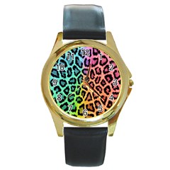 Paper-ranbow-tiger Round Gold Metal Watch by nateshop