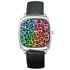 Paper-ranbow-tiger Square Metal Watch by nateshop