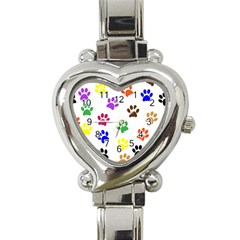 Pawprints Heart Italian Charm Watch