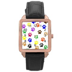 Pawprints Rose Gold Leather Watch 