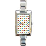 Polka-dots Rectangle Italian Charm Watch Front