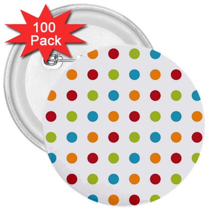 Polka-dots 3  Buttons (100 pack) 