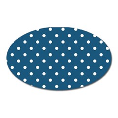 Polka-dots-blue White Oval Magnet by nateshop