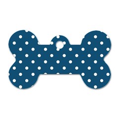 Polka-dots-blue White Dog Tag Bone (one Side) by nateshop