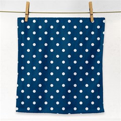 Polka-dots-blue White Face Towel by nateshop