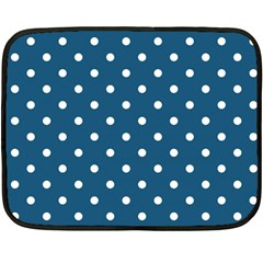 Polka-dots-blue White Fleece Blanket (mini) by nateshop