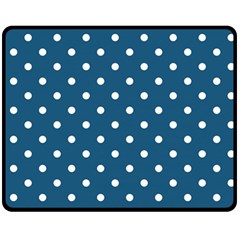 Polka-dots-blue White Fleece Blanket (medium)  by nateshop