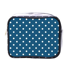 Polka-dots-blue White Mini Toiletries Bag (one Side) by nateshop