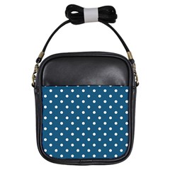 Polka-dots-blue White Girls Sling Bag by nateshop