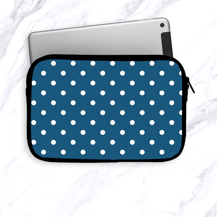 Polka-dots-blue White Apple iPad Mini Zipper Cases