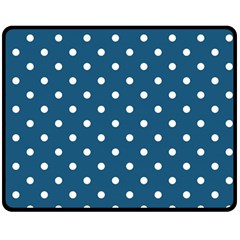 Polka-dots-blue White Double Sided Fleece Blanket (medium)  by nateshop