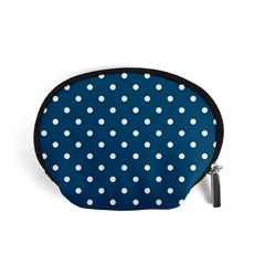 Polka-dots-blue White Accessory Pouch (small) by nateshop