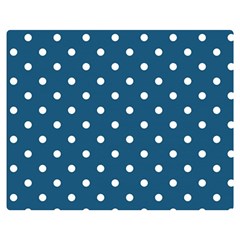 Polka-dots-blue White Double Sided Flano Blanket (medium)  by nateshop