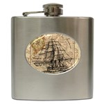 Ship Map Navigation Vintage Hip Flask (6 oz) Front